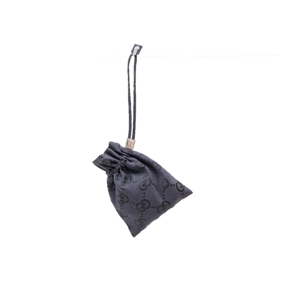 Rare Gucci Drawstring Bag Gg Pattern Leather Canvas Black Wallet Pouch - Picture 1 of 10